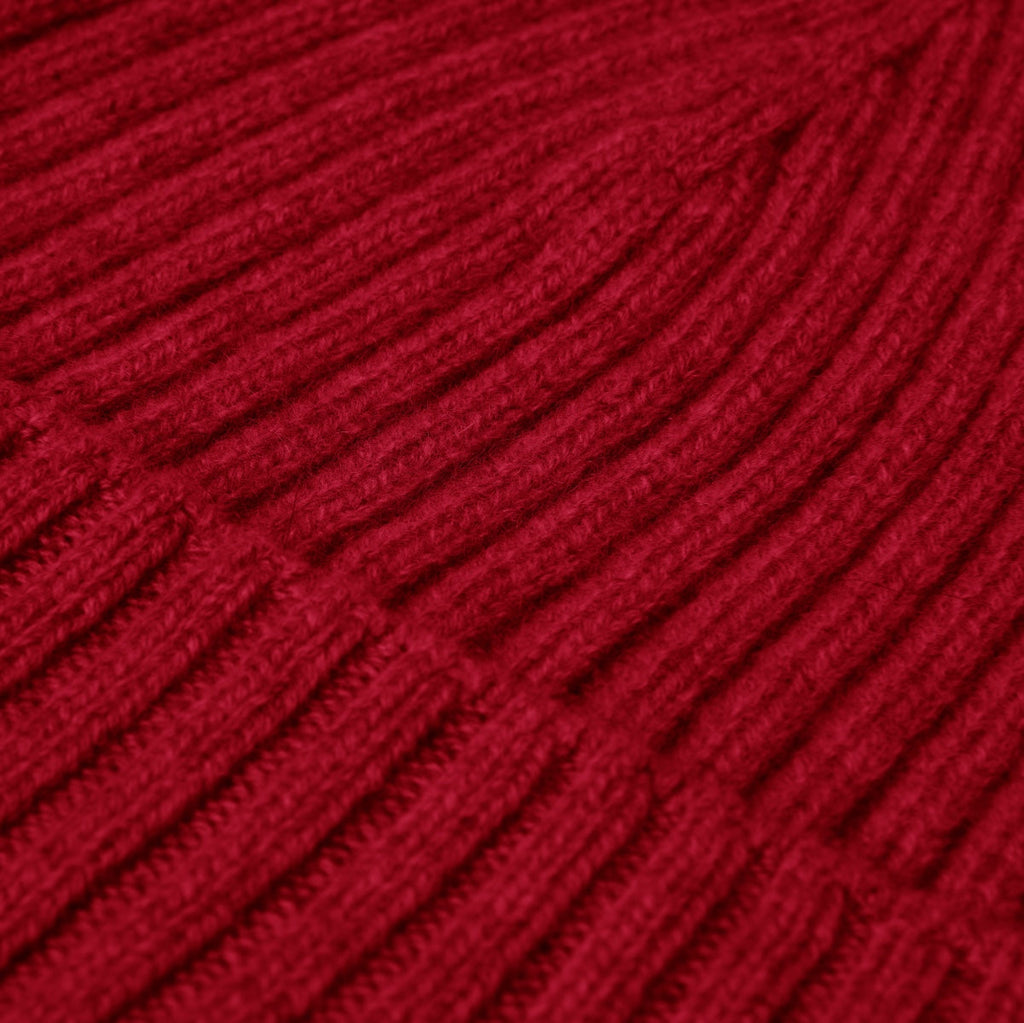Milano (red) - Italian 100% cashmere ribbed beanie (unisex)