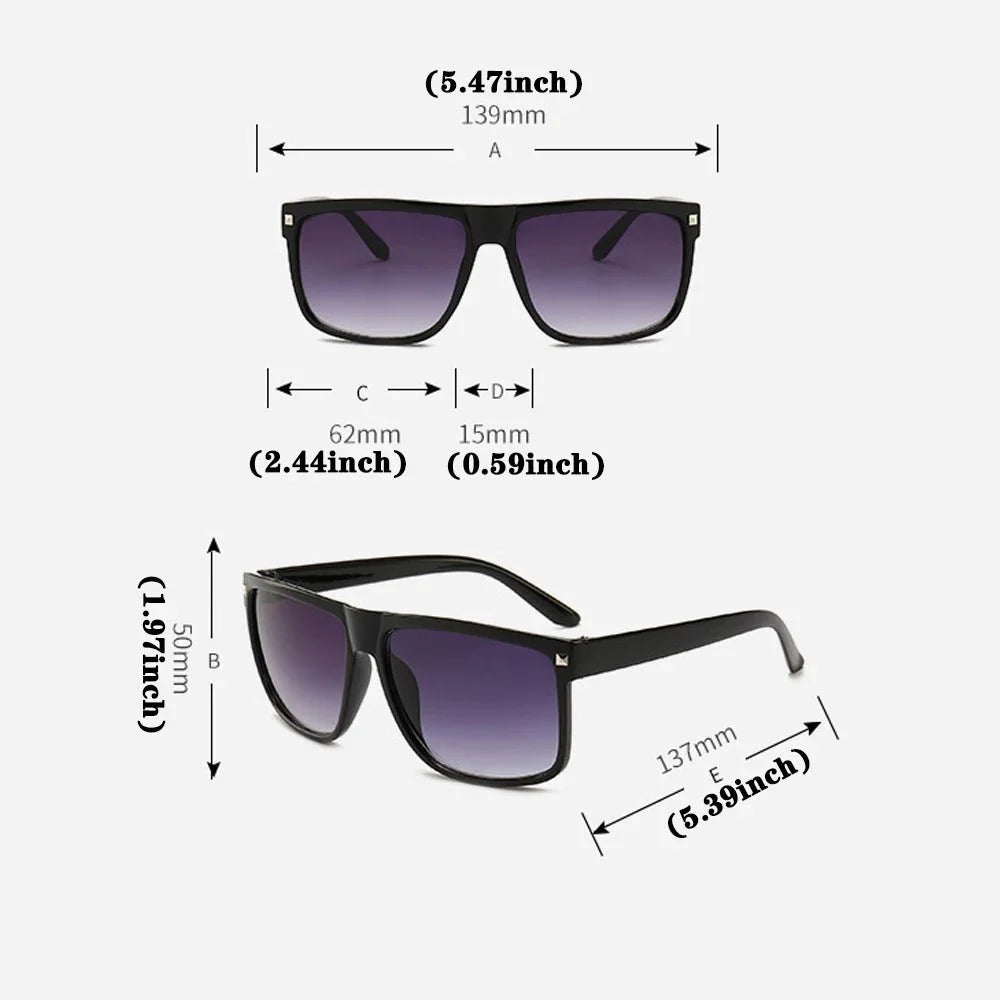 Men's Classic Square Sunglasses | Vintage Style with Mirror UV Protection Lenses
